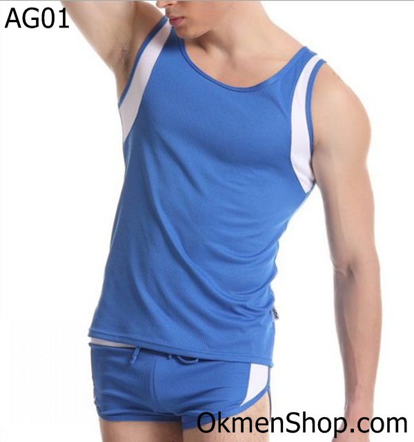Áo tập gym AG01 màu xanh